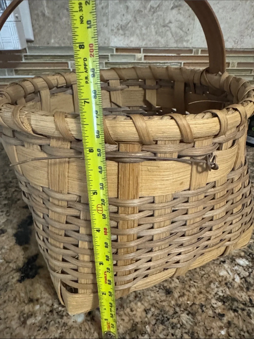Handwoven Rustic Wicker Storage Basket with Handle - Natural/Tan